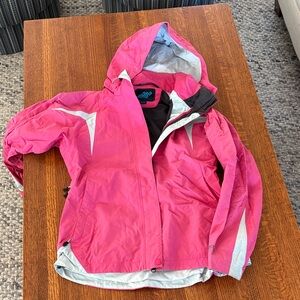 Eastern Mountain Sports Pink Hooded Ski Shell with Light Gray Accents